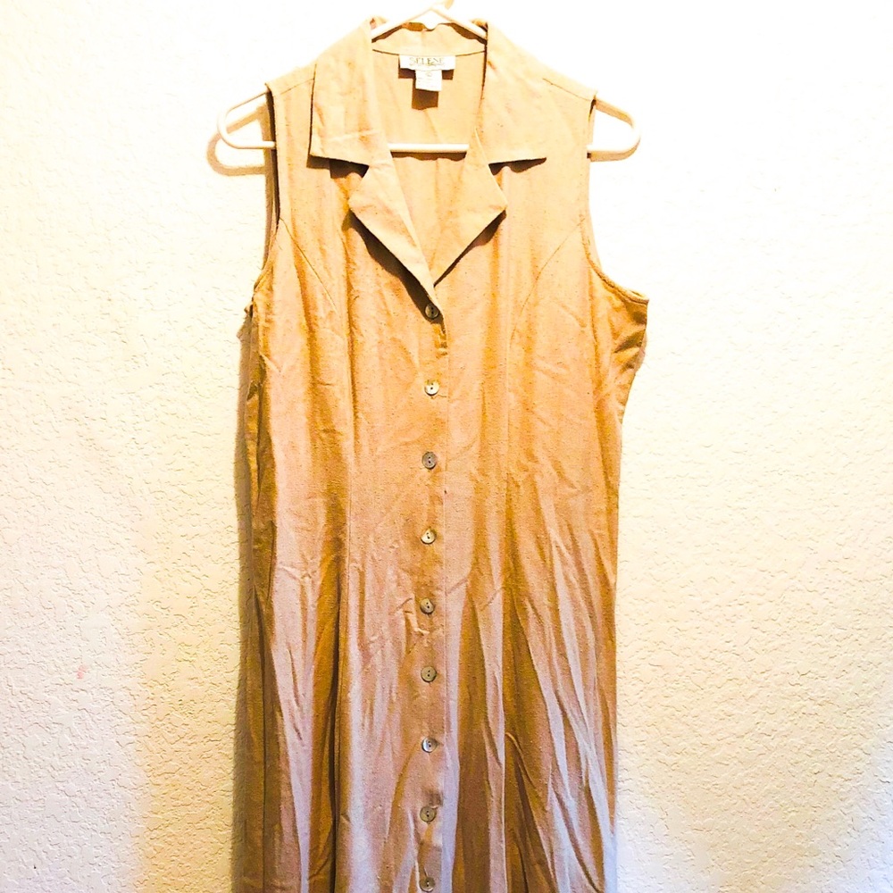 Selene Sport Sleeveless Button Up Dress Tan